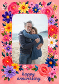 Load image into Gallery viewer, Bright Painted Floral Border Photo Upload Anniversary Card
