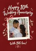 Load image into Gallery viewer, Red Bow Floral 10th Anniversary Photo Upload Card for Husband

