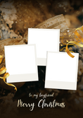 Load image into Gallery viewer, Gold Ribbon Three Photo Upload Christmas Card for Him
