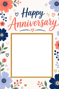 Load image into Gallery viewer, Coral and Blue Floral Photo Upload Anniversary Card

