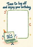Load image into Gallery viewer, Funny Out of Office Laptop Photo Upload Birthday Card
