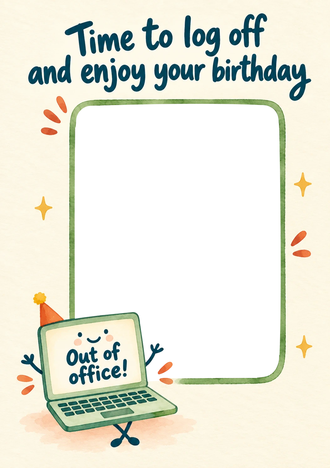 Funny Out of Office Laptop Photo Upload Birthday Card