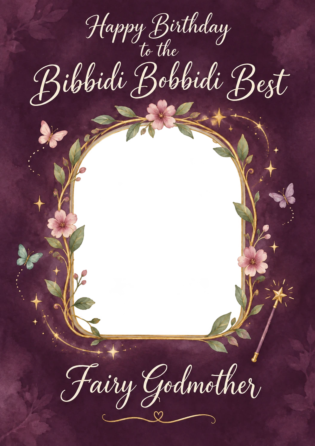 Bibbidi Bobbidi Best Fairy Godmother Photo Upload Birthday Card for Her