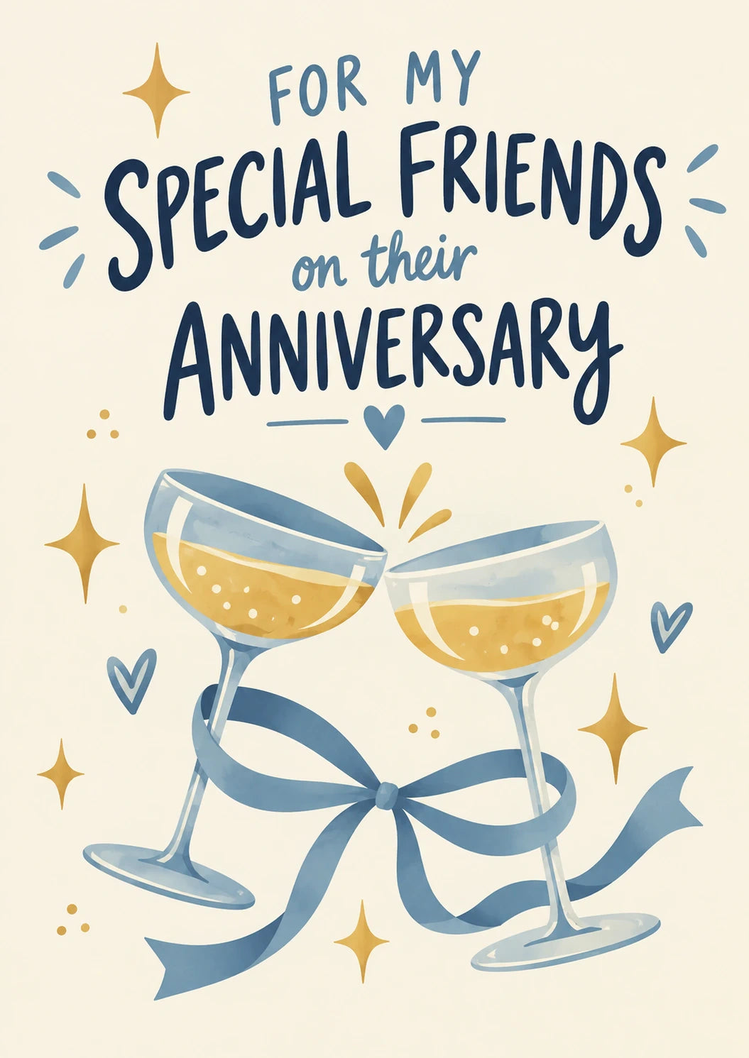 Champagne Glasses Clinking Special Friends Anniversary Card