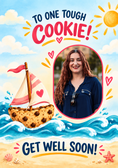 Load image into Gallery viewer, Funny Tough Cookie Sailboat Photo Upload Get Well Soon Card for Auntie

