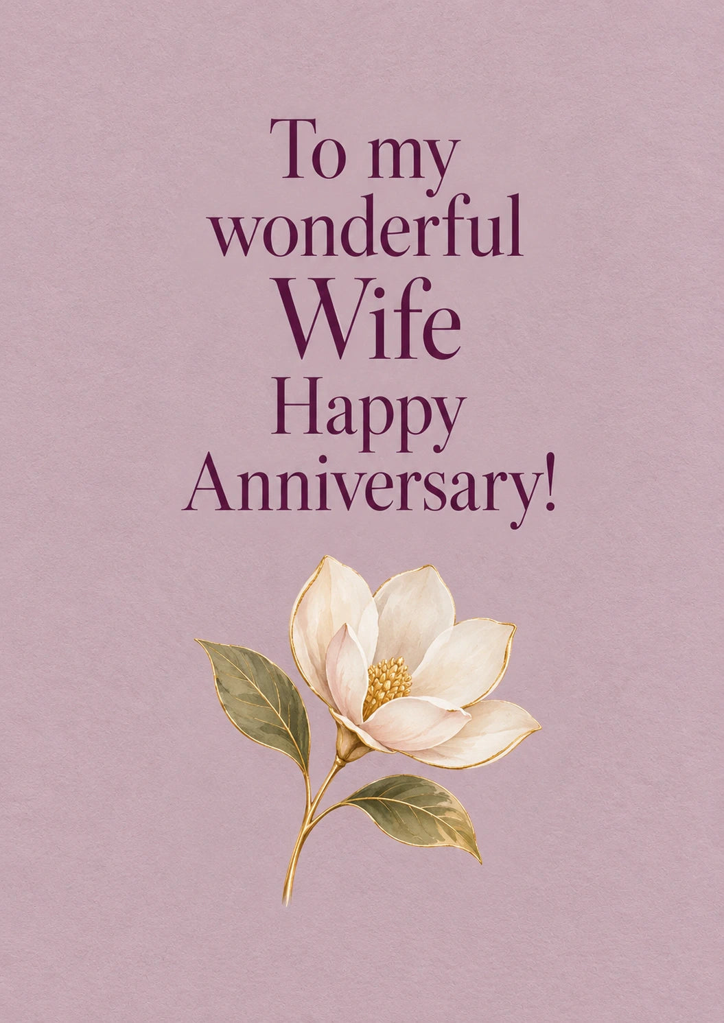 Magnolia Floral Verse Wife Anniversary Card for Her