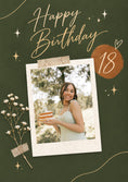Load image into Gallery viewer, Sage Green Floral 18th Photo Upload Birthday Card for Her

