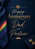 Load image into Gallery viewer, Rainbow Pride Heart Dad and Partner Anniversary Card
