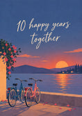 Load image into Gallery viewer, Sunset Bicycle Duo 10th Anniversary Card for Her
