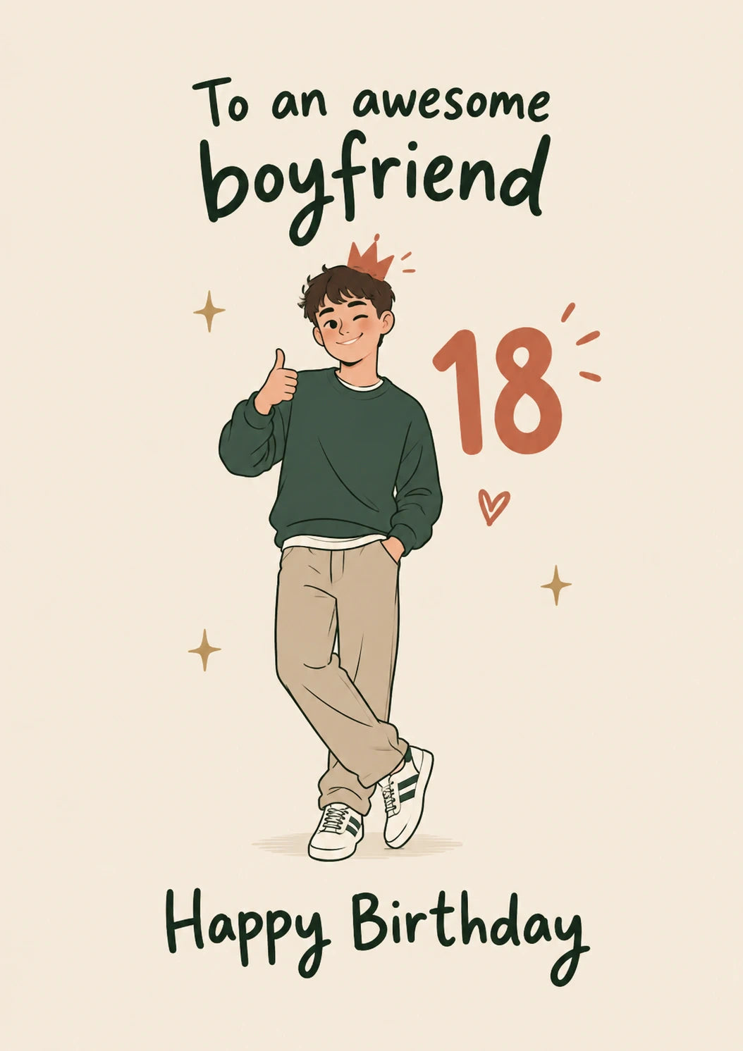 Awesome Boyfriend Thumbs Up 18th Birthday Card for Him
