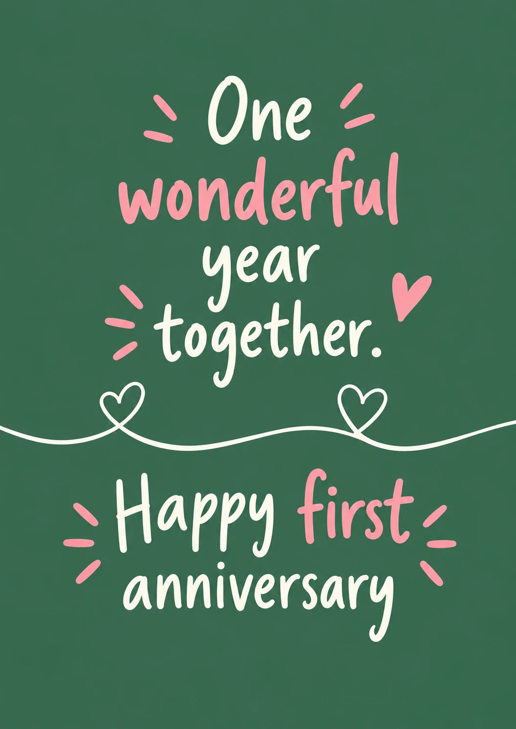 One Wonderful Year Together First Anniversary Card