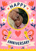 Load image into Gallery viewer, Floral Butterfly Happy Photo Upload Anniversary Card
