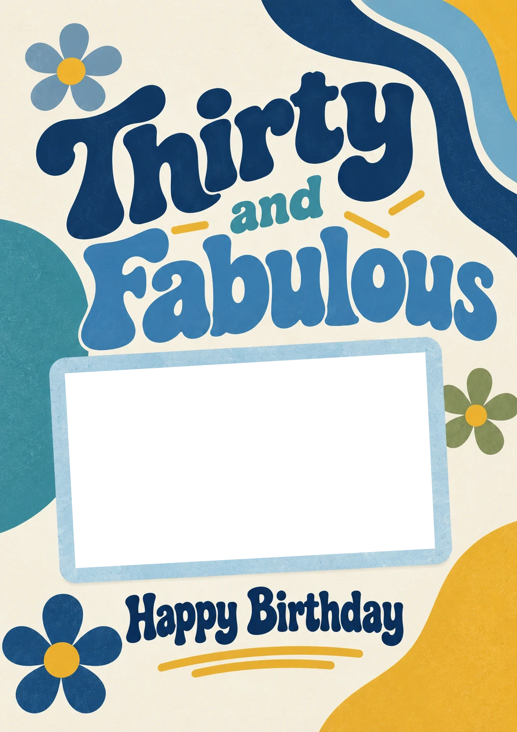 Thirty and Fabulous Retro Photo Upload Birthday Card for Her