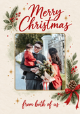 Load image into Gallery viewer, Watercolour Holly Wreath Photo Upload Christmas Card for Parents
