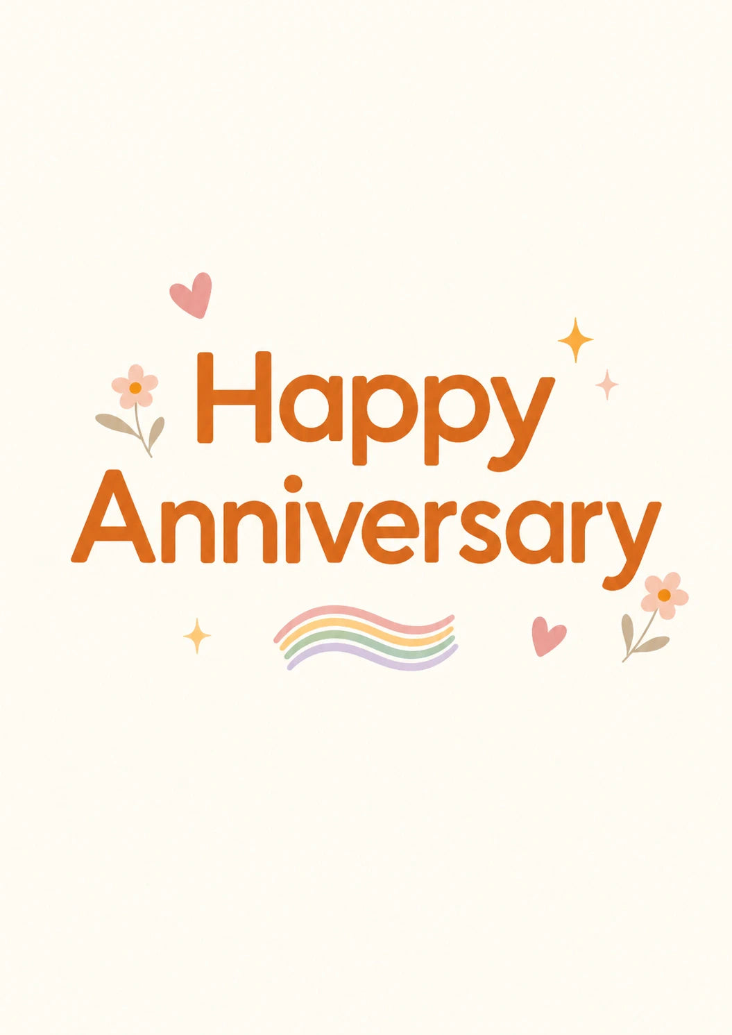 Rainbow Floral Happy Anniversary Card for Her