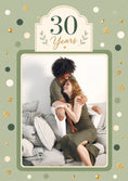 Load image into Gallery viewer, Green Confetti 30 Years Photo Upload Anniversary Card
