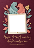 Load image into Gallery viewer, Lovebirds Paper Art Photo Upload 50th Anniversary Card
