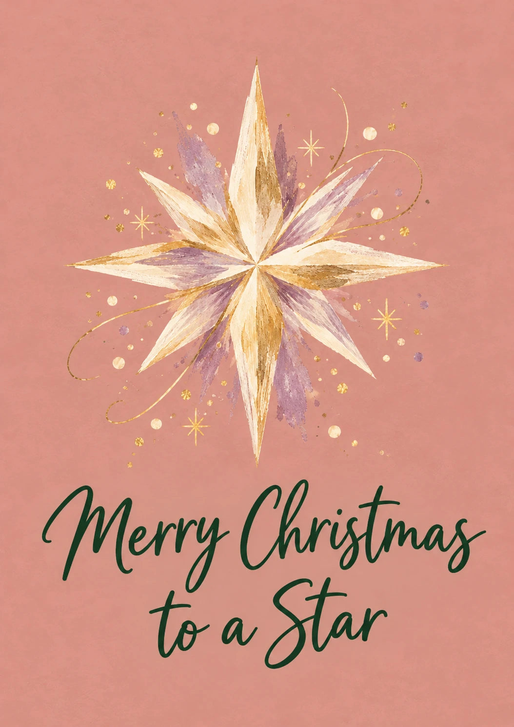 Gold Star Merry Christmas Card for Mum