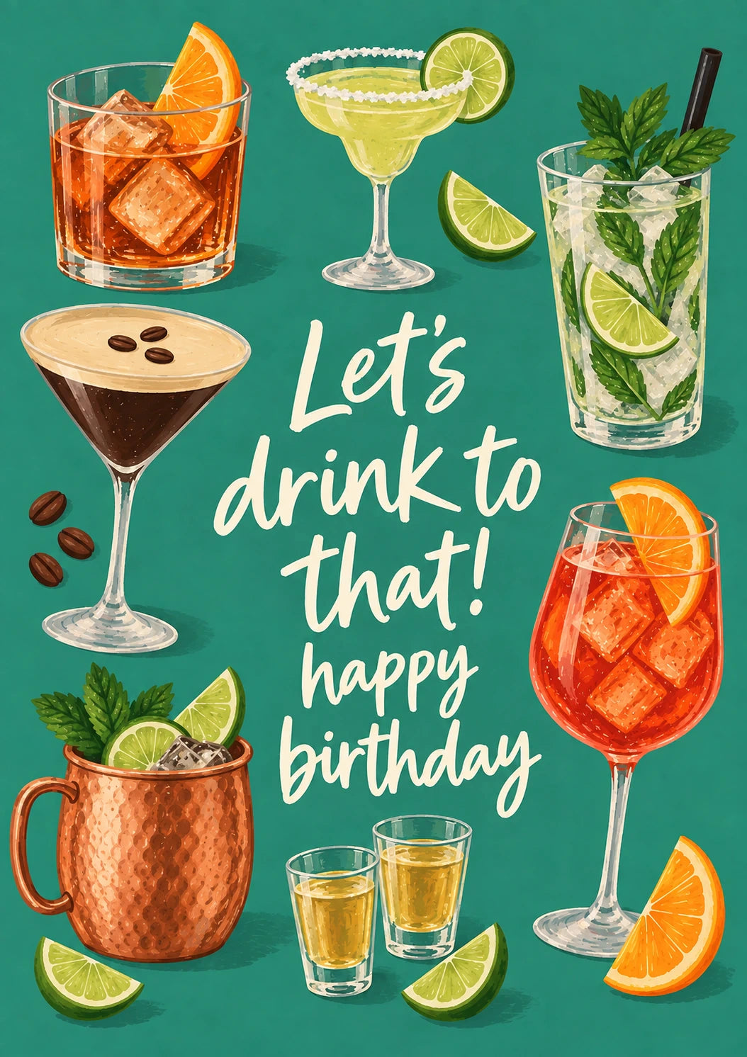 Funny Let's Drink to That Cocktails Birthday Card for Him