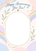 Load image into Gallery viewer, Rainbow Pride Hearts Photo Upload Anniversary Card
