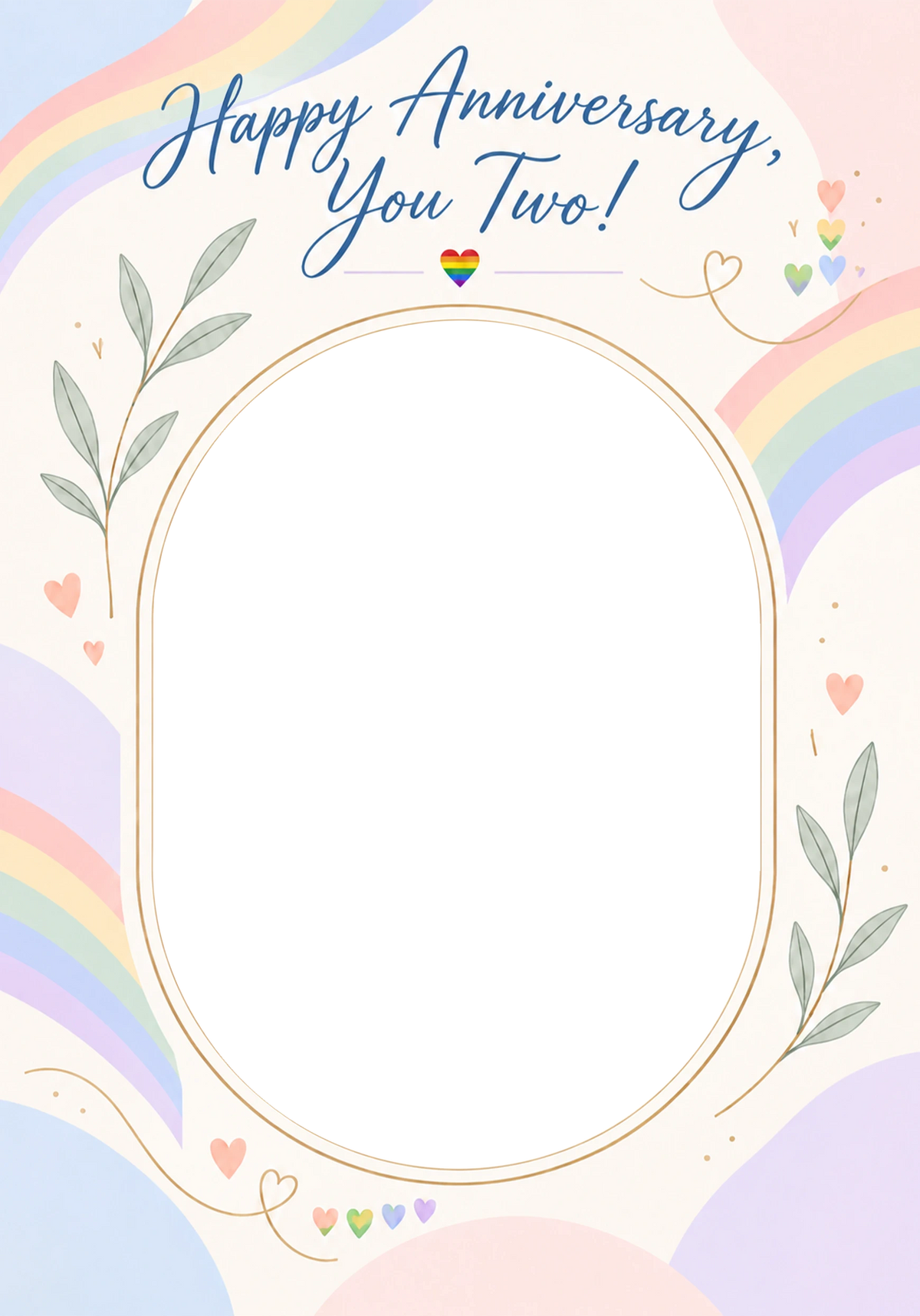 Rainbow Pride Hearts Photo Upload Anniversary Card