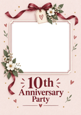 Load image into Gallery viewer, Romantic Floral Ribbon Photo Upload 10th Anniversary Card
