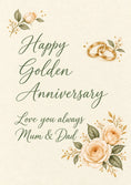 Load image into Gallery viewer, Cream Floral Gold Rings 50th Anniversary Card for Mum and Dad
