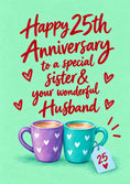 Load image into Gallery viewer, Coffee Mugs with Hearts 25th Anniversary Card for Her
