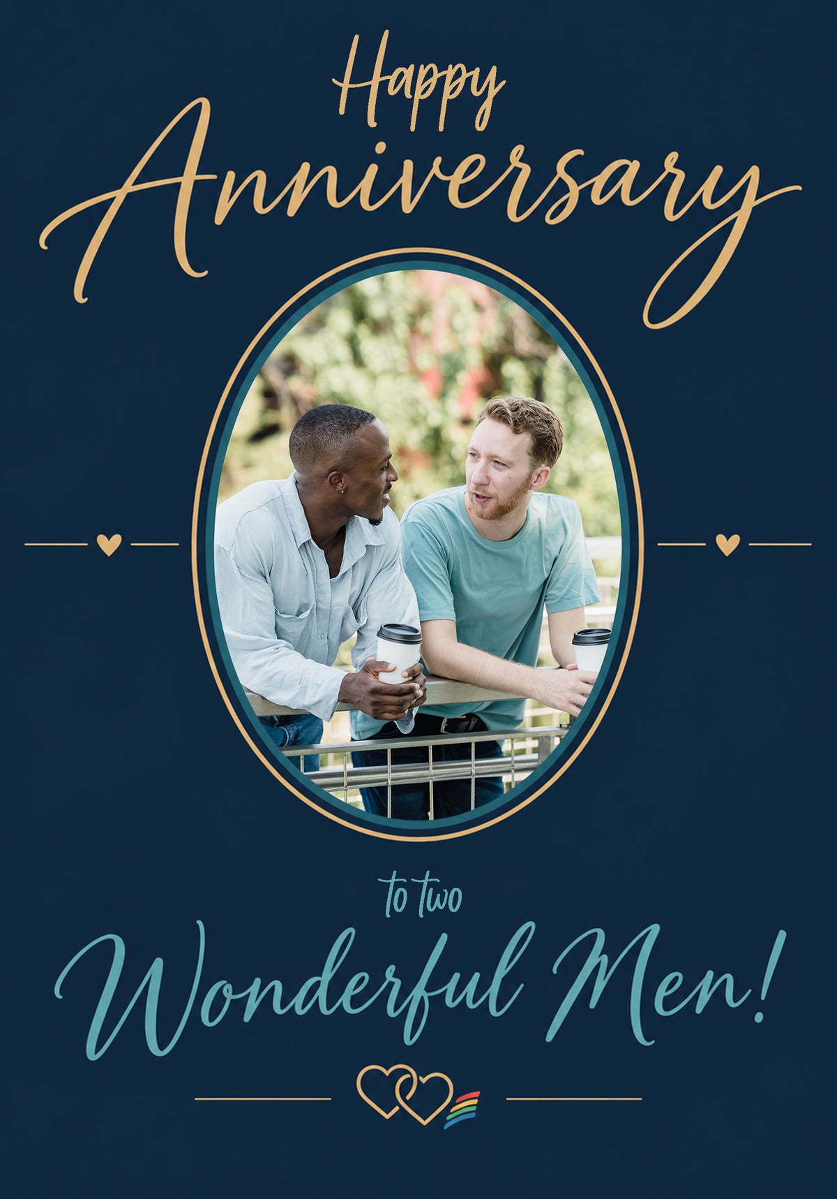 Happy Anniversary Two Wonderful Men Photo Upload Anniversary Card