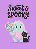 Load image into Gallery viewer, Sweet Fluffy Monster with Black Cat Halloween Card
