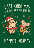 Load image into Gallery viewer, Funny Hedgehog and Mouse Last Christmas Song Christmas Card
