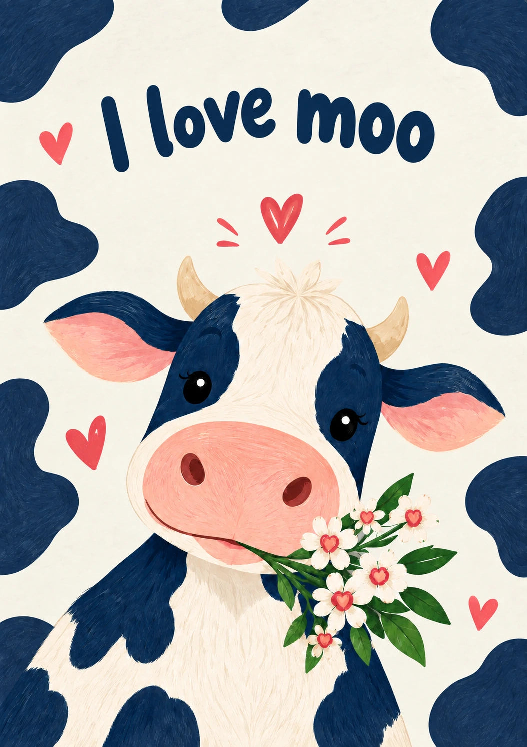 Cute Cow I Love Moo Anniversary Card for Her