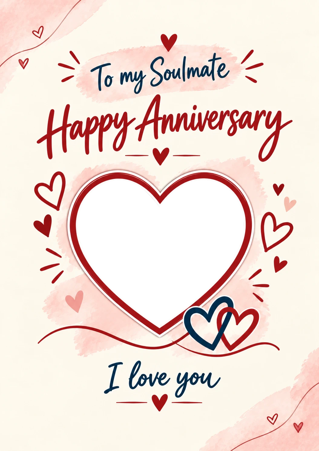 Soulmate Red Hearts Photo Upload Anniversary Card for Her