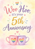 Load image into Gallery viewer, Rainbow Heart Mugs LGBTQ+ 5th Anniversary Card
