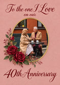 Load image into Gallery viewer, Red Rose Gold Frame Photo Upload 40th Anniversary Card for Husband
