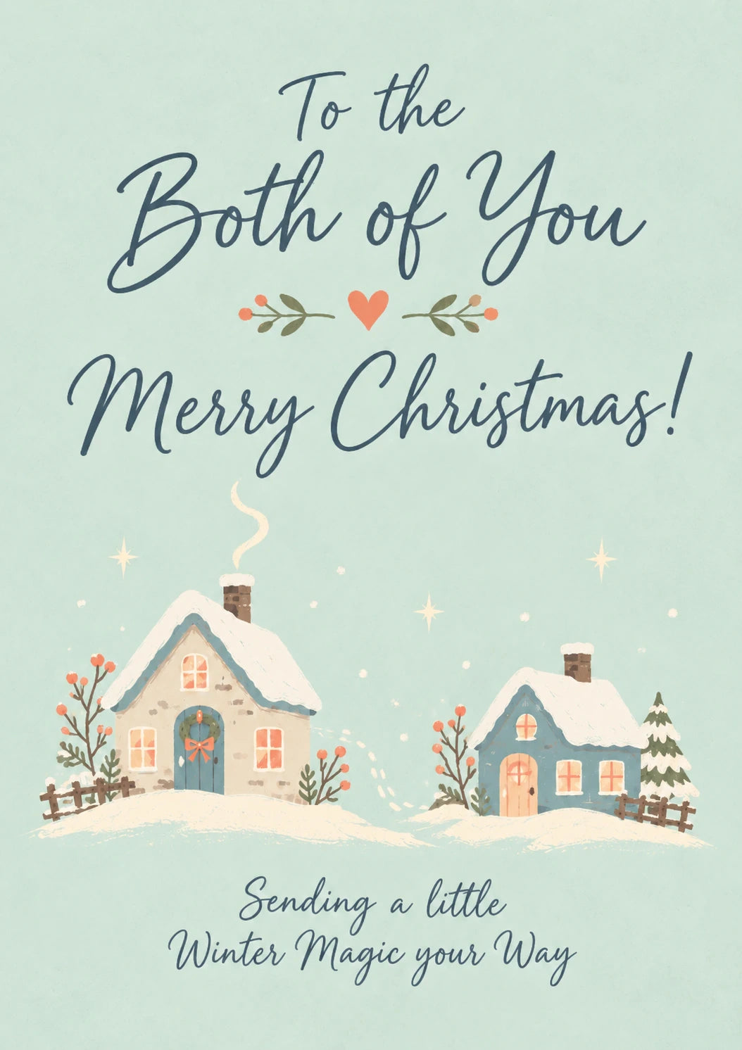 Snowy Winter Cottages Merry Christmas Both of You Card