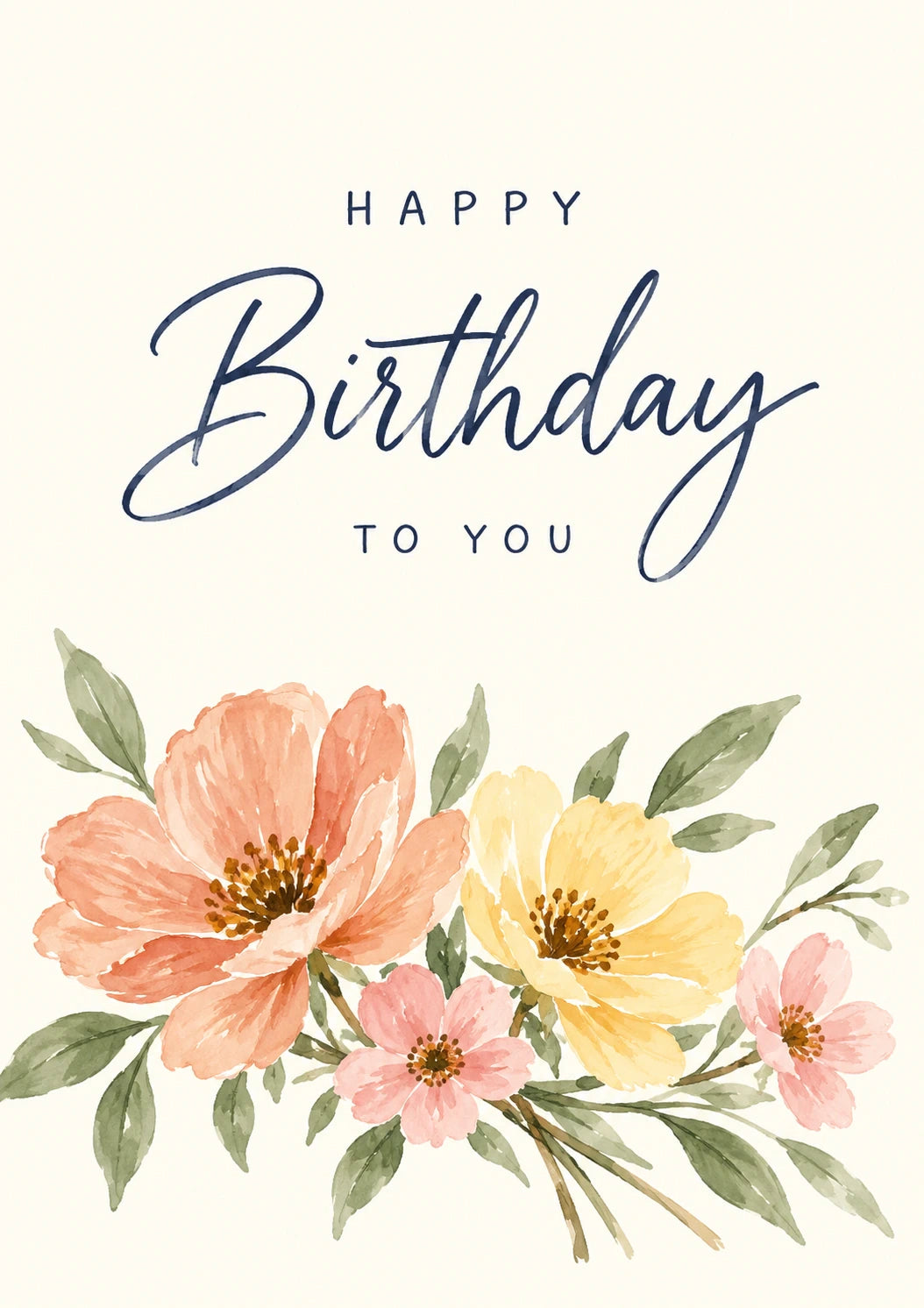Watercolour Floral Bouquet Goddaughter Birthday Card for Her