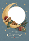 Load image into Gallery viewer, Sleeping Bear on Moon Photo Upload Christmas Card
