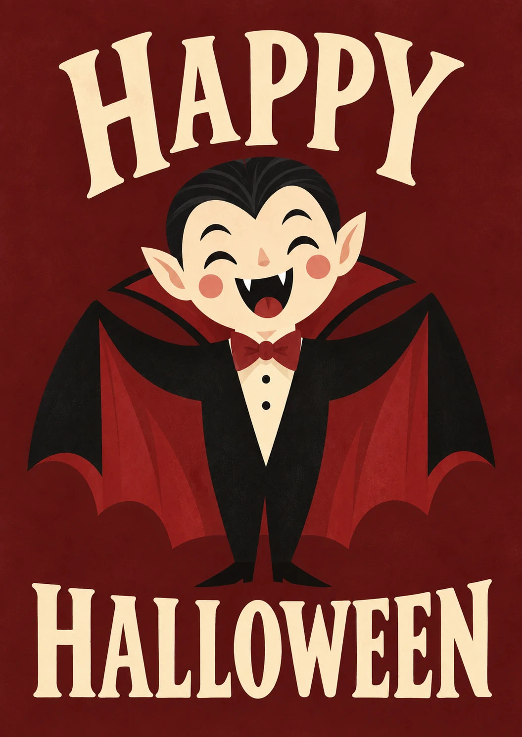 Cute Cartoon Dracula Happy Halloween Card