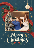 Load image into Gallery viewer, Festive Red Ribbon Photo Upload Christmas Card for Parents

