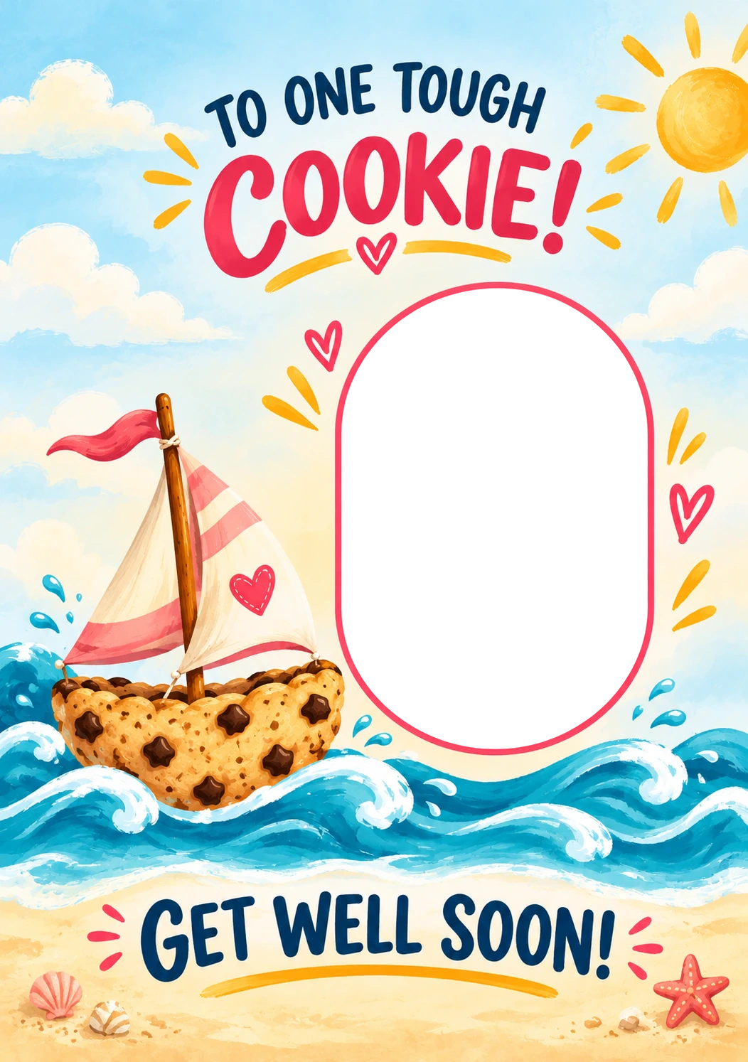 Funny Tough Cookie Sailboat Photo Upload Get Well Soon Card for Auntie