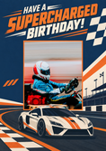 Load image into Gallery viewer, Supercharged Racing Car Photo Upload Birthday Card for Him
