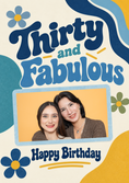 Load image into Gallery viewer, Thirty and Fabulous Retro Photo Upload Birthday Card for Her
