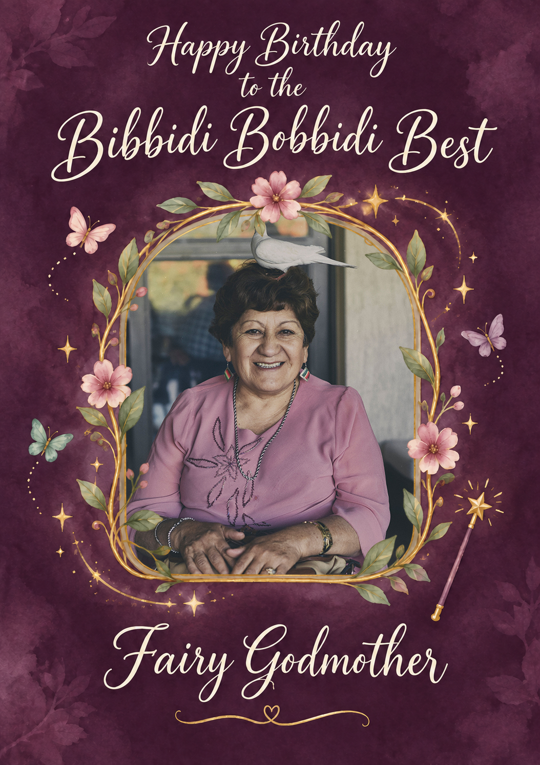 Bibbidi Bobbidi Best Fairy Godmother Photo Upload Birthday Card for Her