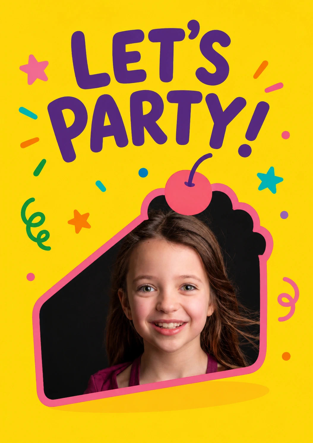 Let's Party Cake Slice Photo Upload Birthday Card
