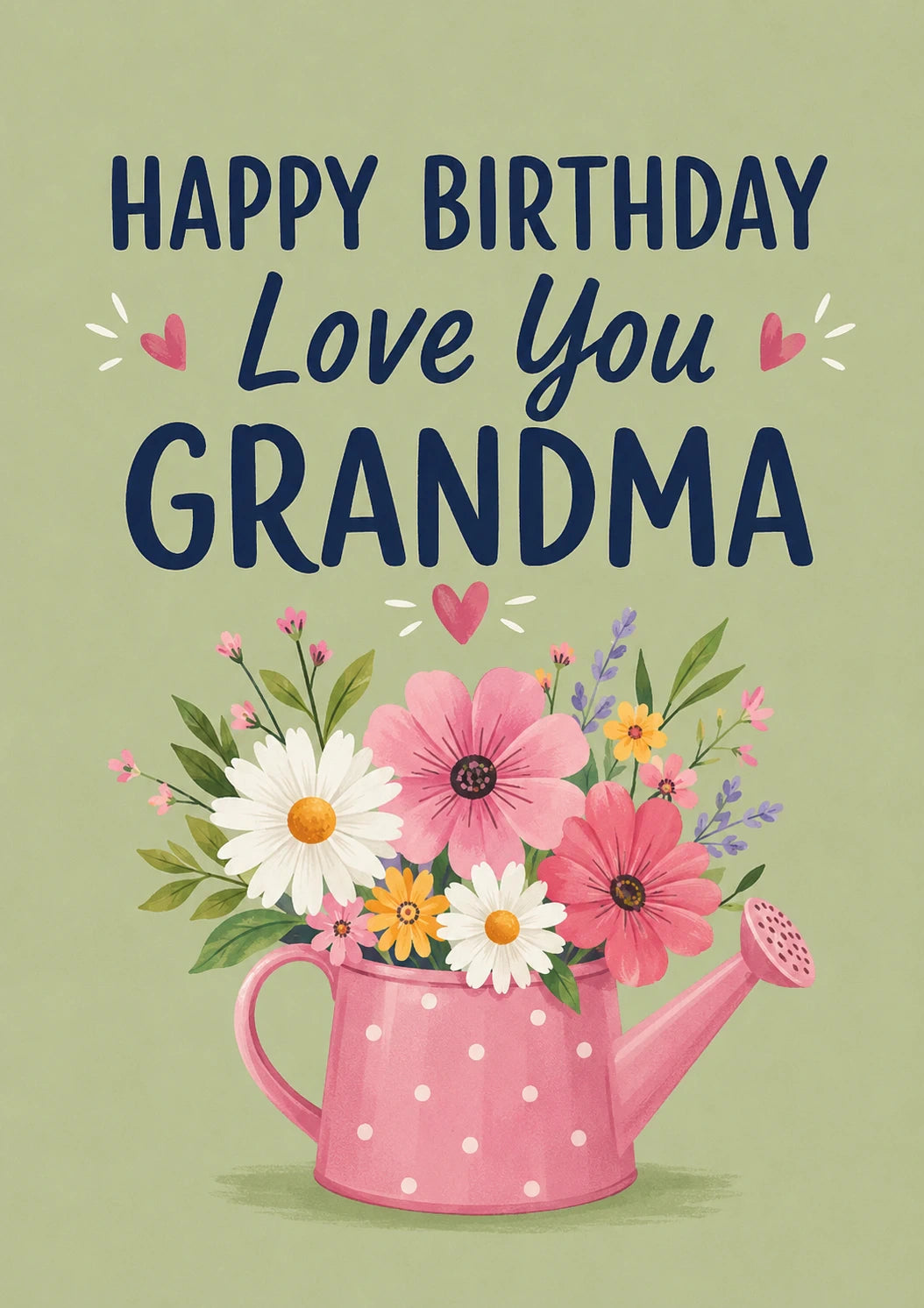 Floral Watering Can Love You Grandma Birthday Card for Her