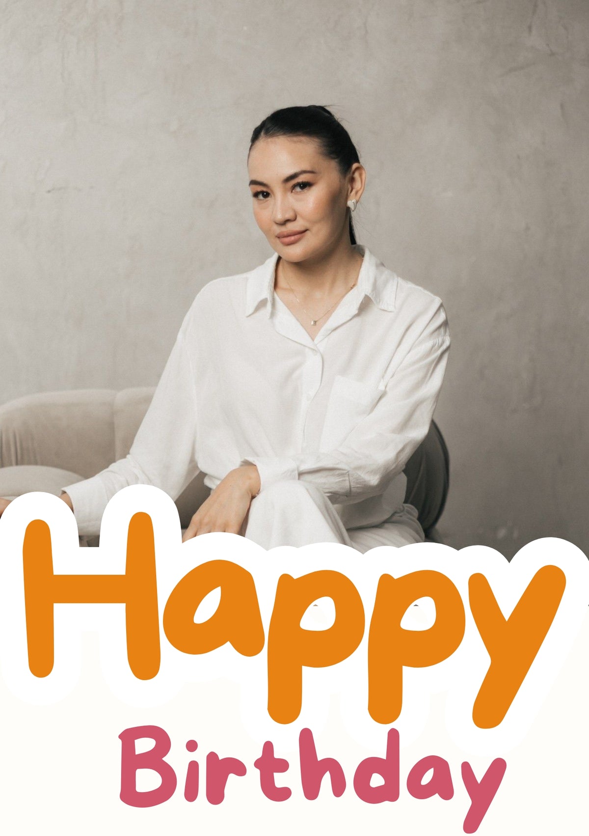 Happy Birthday Bold Text Photo Upload Birthday Card for Her