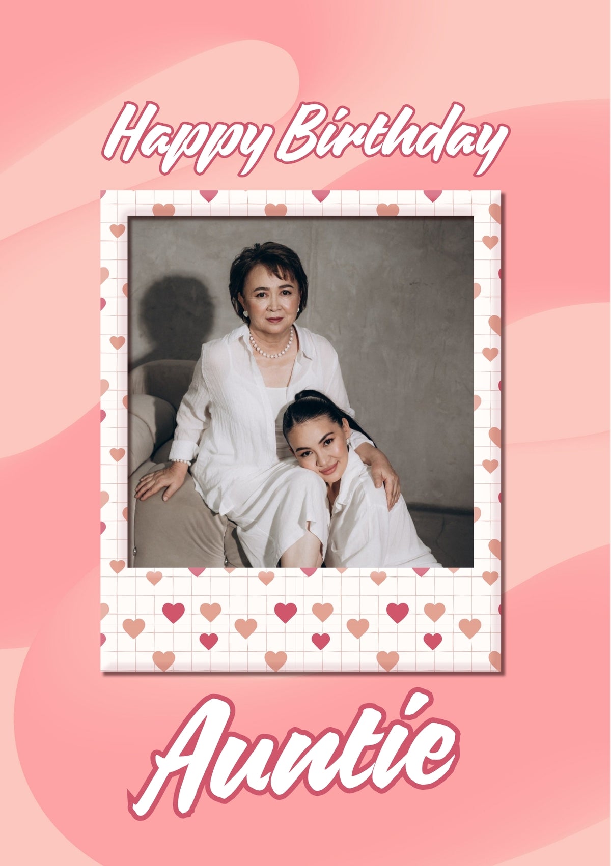 Pink Hearts Pattern Photo Upload Birthday Card for Her