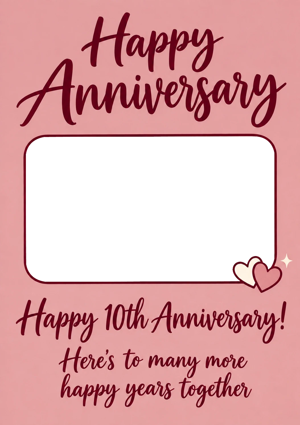 10th Anniversary Hearts Photo Upload Anniversary Card
