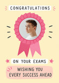 Load image into Gallery viewer, Pink Rosette Ribbon Photo Upload Congratulations Card

